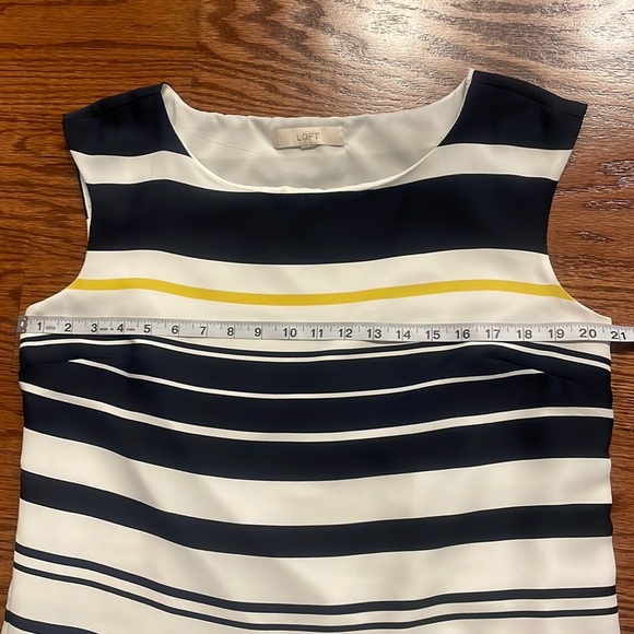 LOFT nautical stripe sleeveless dress zipped side / oval neckline size 12 - 14 - Picture 9 of 12
